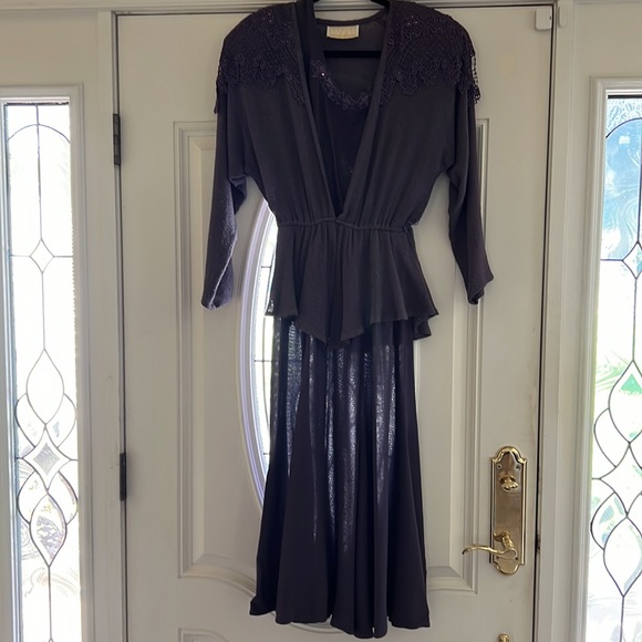 Romantic Boho Lace Crochet Vintage Spencer Alexis Dress Purple Size 6 - Picture 4 of 16